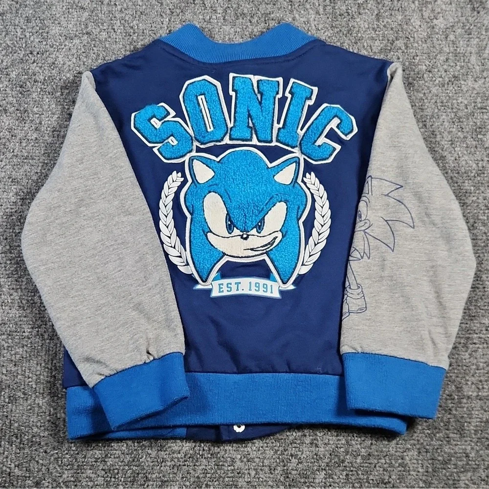 SEGA Sonic The Hedgehog Boys Varsity Bomber Jacket Size 4/5 Huge Chenille Back